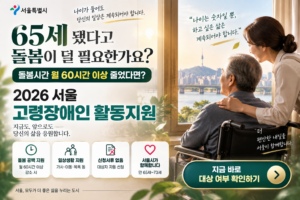 2026 서울 고령장애인 활동지원|65세 되면서 돌봄시간 줄었다면 꼭 확인하세요 5 서울시 고령장애인 돌봄 안내 썸네일