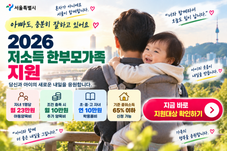 2026 저소득 한부모가족 지원|자녀 1명당 월 23만원 신청하세요 4 서울시 한부모가족 지원 안내 썸네일